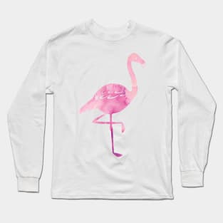 Watercolour Pink Flamingo Pattern Long Sleeve T-Shirt